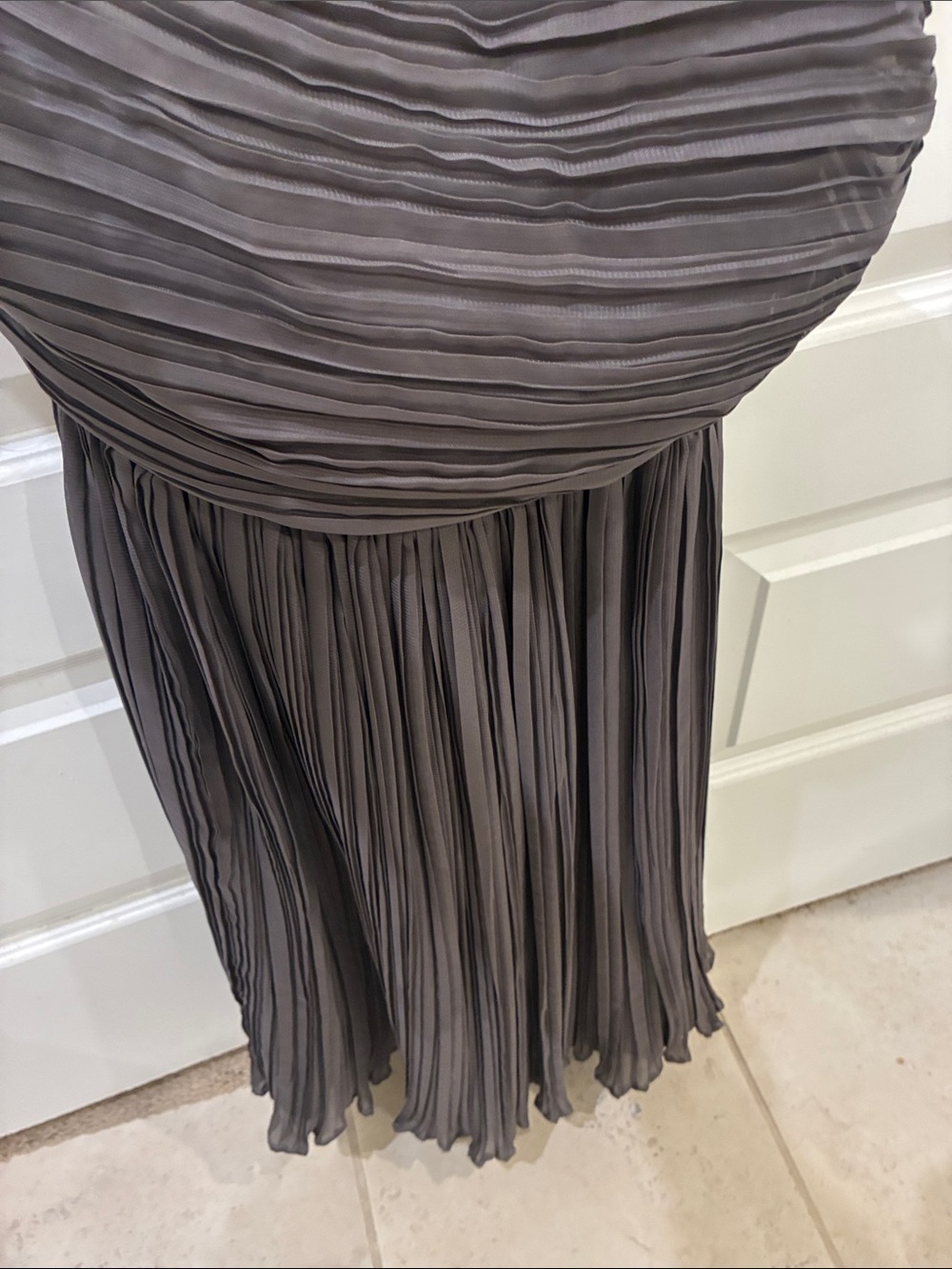 NAF NAF Charcoal Pleated Strapless Midi Dress